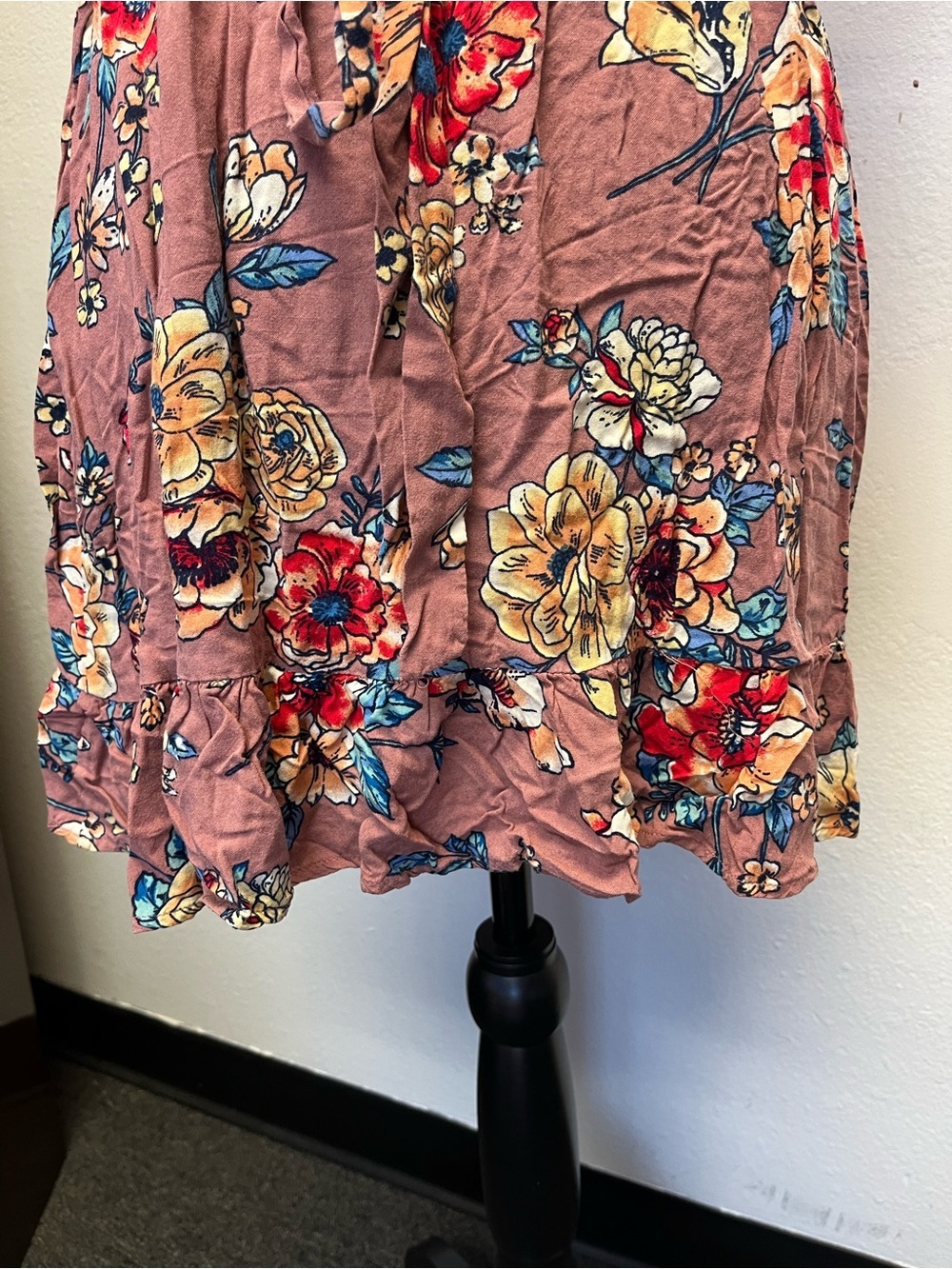 Flying Tomato Dusty Rose Floral Wrap Mini Dress - Picture 10 of 12